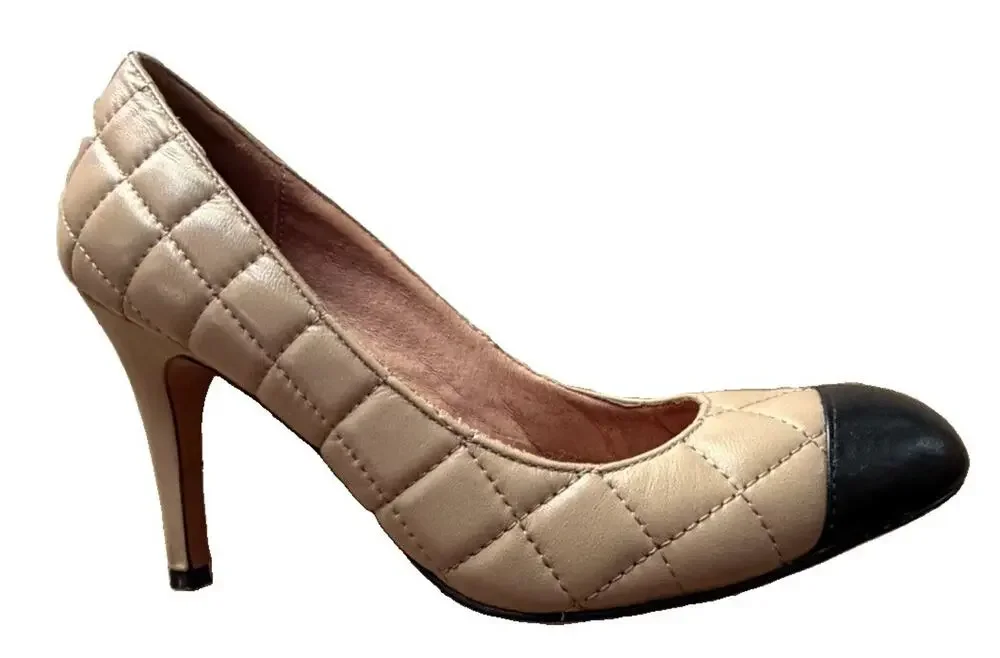 Corso Como Black & Tan Leather Quilted Spectator Pumps Sz 7.5